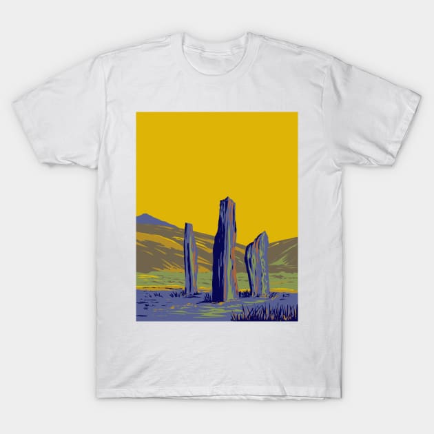 Standing Stones on Machrie Moor in the Isle of Arran in Scotland WPA Art Deco Poster T-Shirt by retrovectors